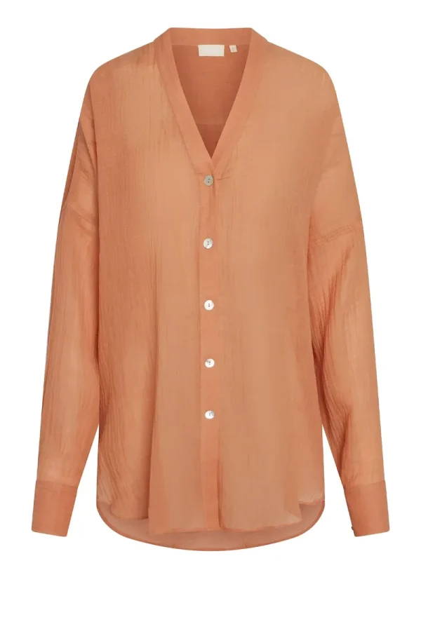 Barcelona Tunic Desert Rose Crinkle Linen