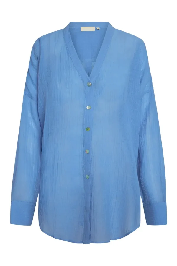 Barcelona Tunic Azure Crinkle Linen
