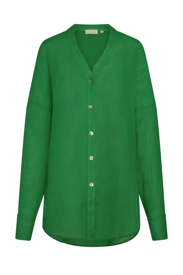 Barcelona Tunic Palm Green Crinkle Linen
