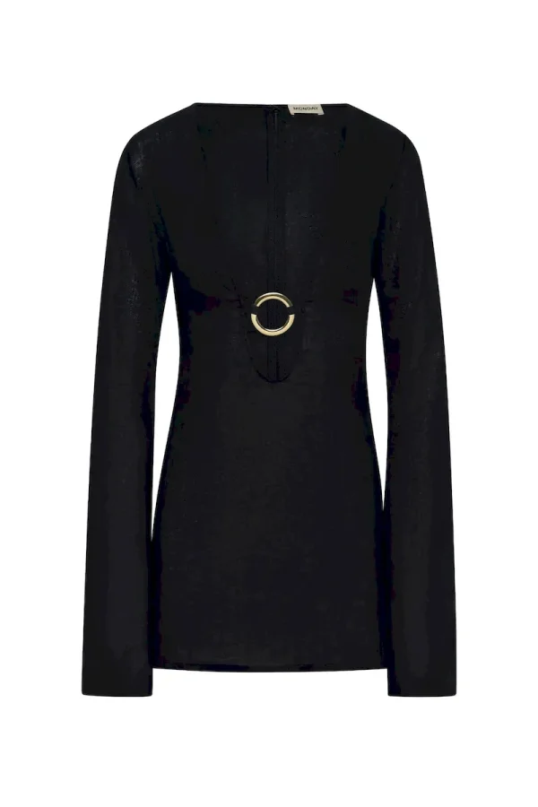 Montego Mini Dress Black Linen