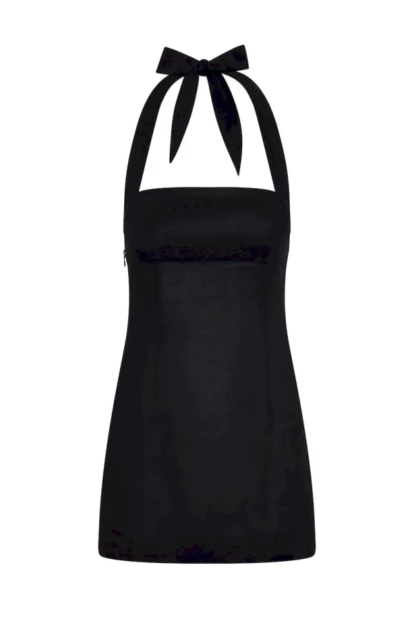 Montserrat Mini Dress Black Linen