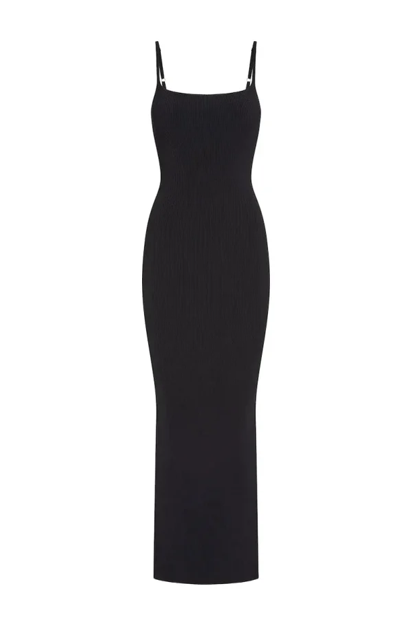 Provence Dress Black Knit Rib