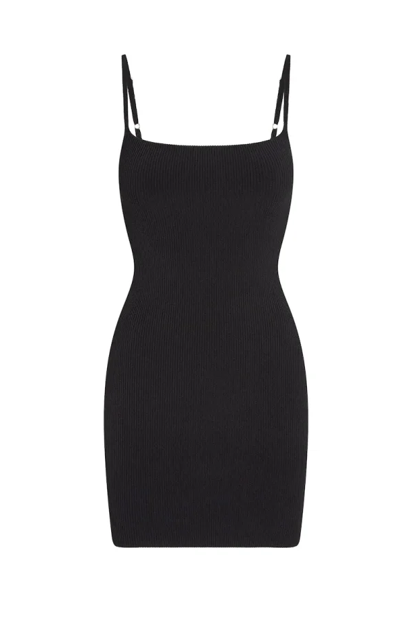 Provence Mini Dress Black Knit Rib