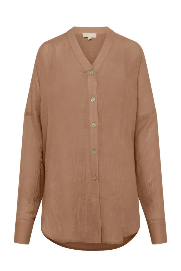 Barcelona Tunic Husk Crinkle Linen