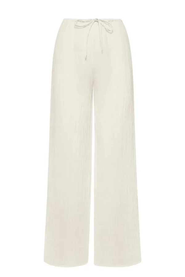 Belize Pant Ivory Crinkle Linen