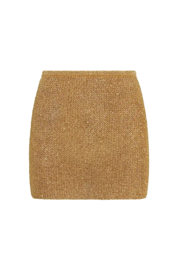 Cartagena Micro Skirt Antique Gold Sequin Knit