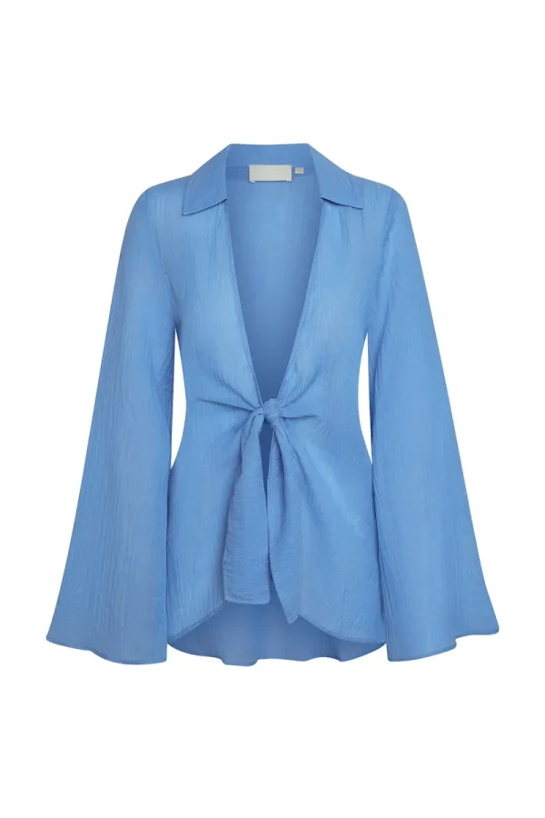 Grenada Tunic Azure Crinkle Linen