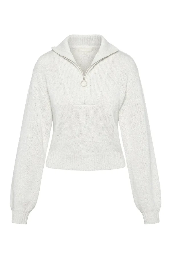 Lisbon Quarter Zip Sweater White