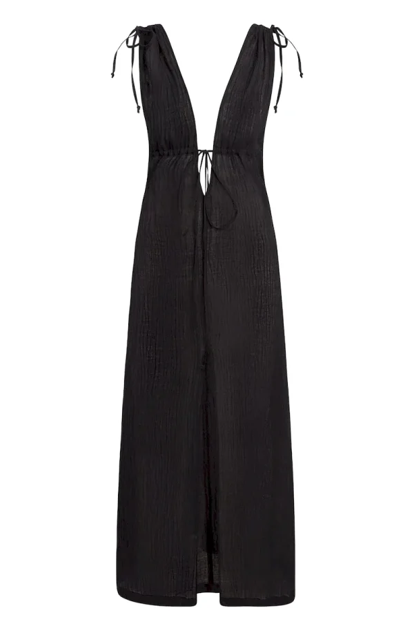 Mallorca Dress Black Crinkle Linen