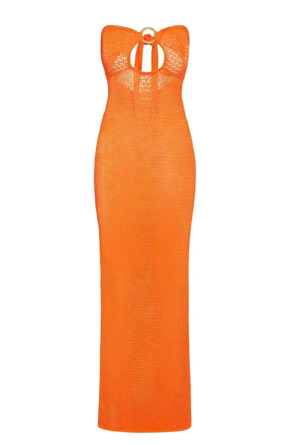 Montego Bandeau Dress Tangerine Lace Crochet