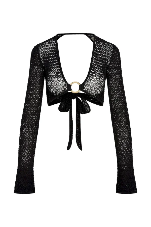 Montego Crop Top Black Lace Crochet