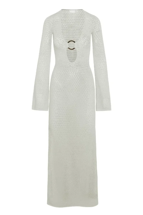 Montego Dress Ivory Lurex Lace Crochet