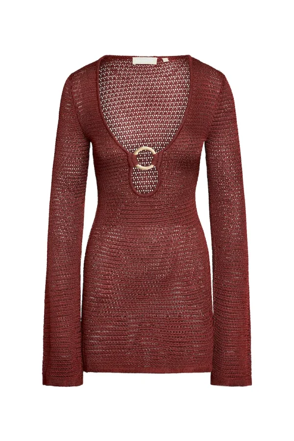 Montego Mini Dress Burgundy Treble Knit