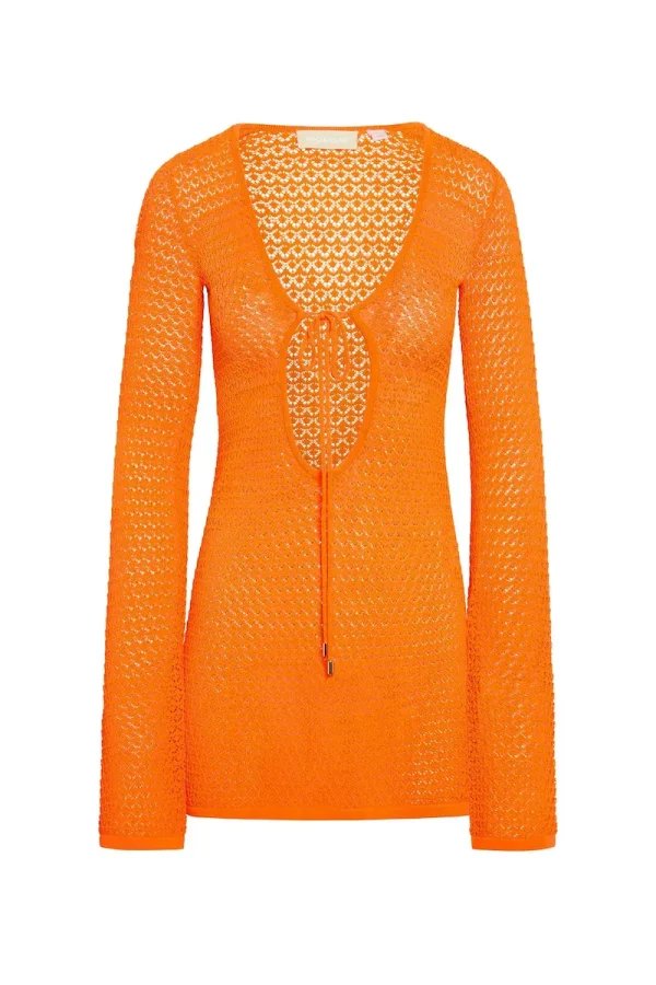 Montego Mini Tie Dress Tangerine Lace Crochet