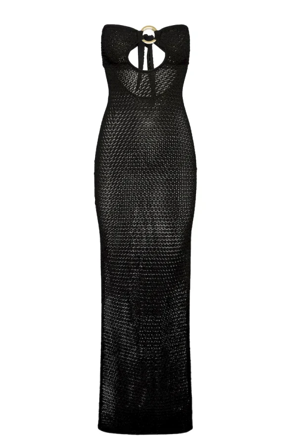 Montego Bandeau Dress Black Lace Crochet