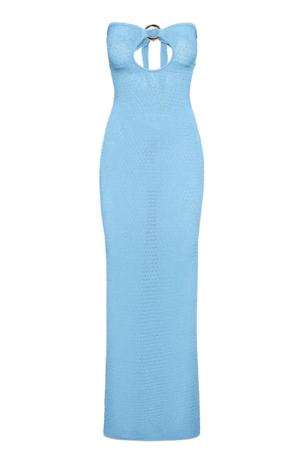 Montego Bandeau Dress Ibiza Blue Lace Crochet