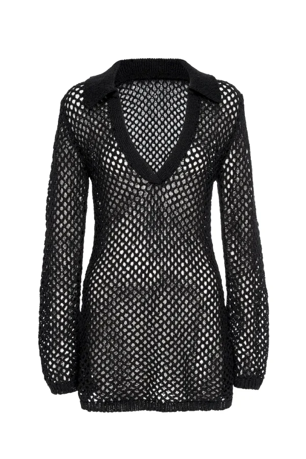 Newport Dress Black Crochet