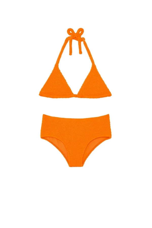 Palma Top & Seychelles Bottom Set Tangerine Crinkle