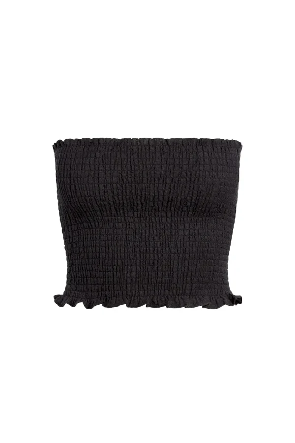 Rio Top Black Crinkle Linen