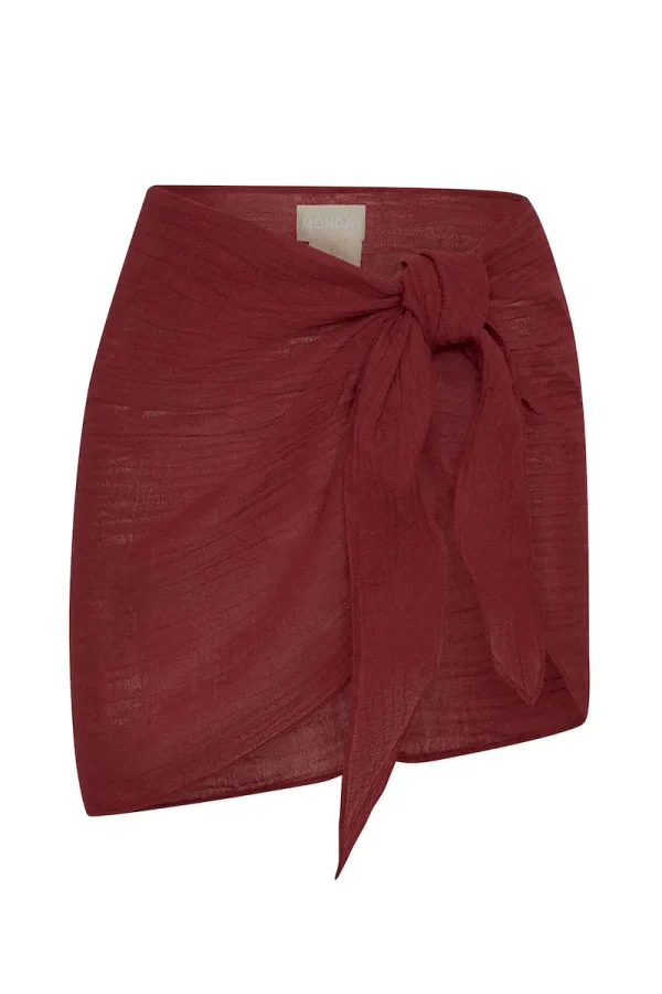 South Beach Sarong Burgundy Crinkle Linen