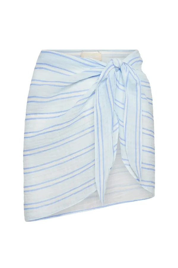 South Beach Sarong Ice Stripe Crinkle Linen