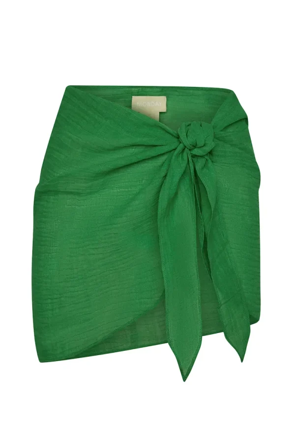 South Beach Sarong Palm Green Crinkle Linen