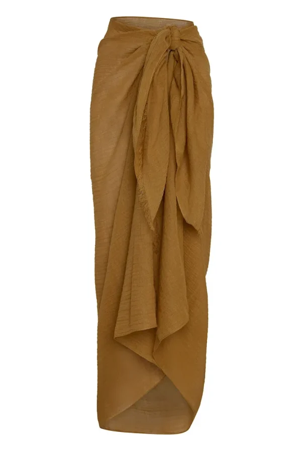 St. Tropez Sarong Antique Gold Crinkle Linen