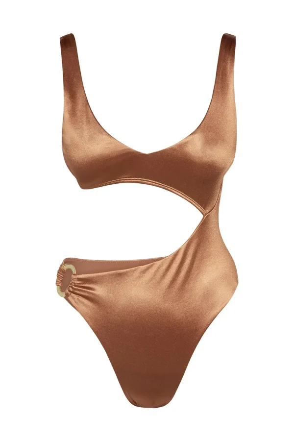 St. Barth’s One Piece Bronze Shiny Jersey
