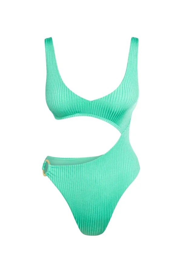 St. Barth’s One Piece Turquoise Wide Rib
