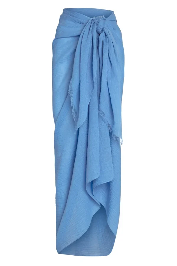 St. Tropez Sarong Azure Crinkle Linen