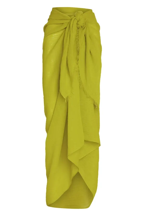 St. Tropez Sarong Chartreuse Crinkle Linen