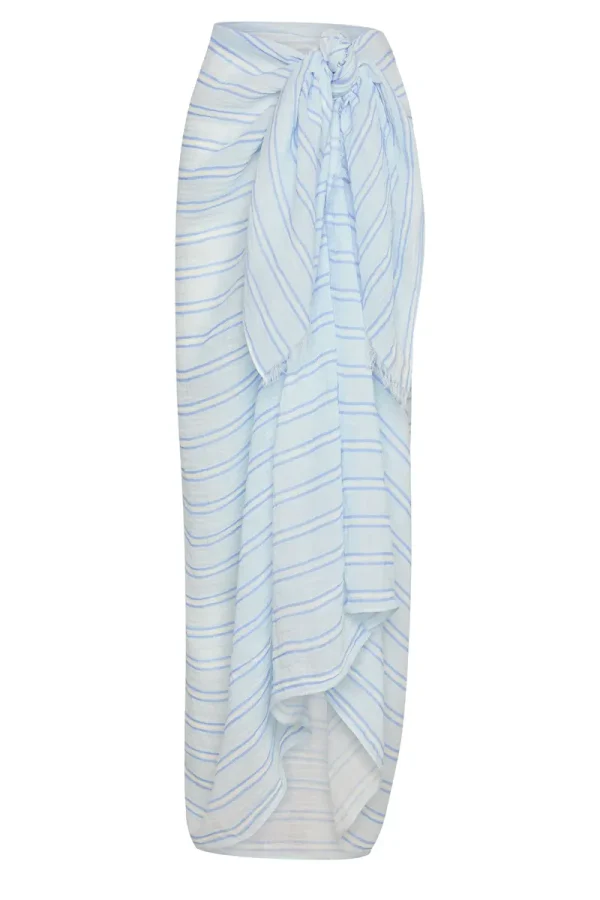 St. Tropez Sarong Ice Stripe Crinkle Linen