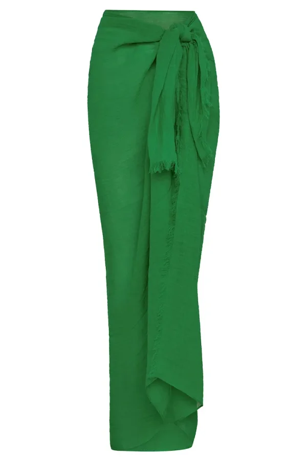 St. Tropez Sarong Palm Green Crinkle Linen