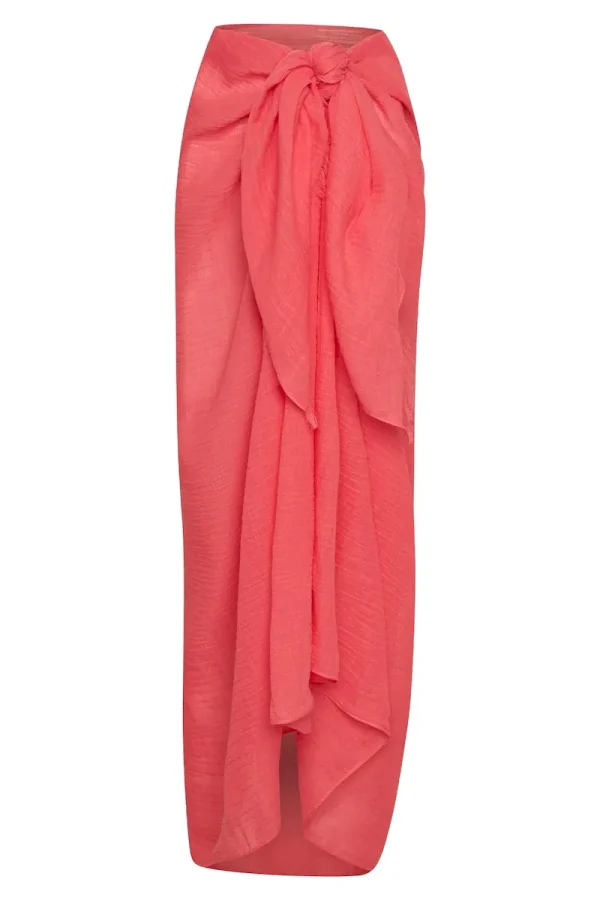 St. Tropez Sarong Strawberry Crinkle Linen