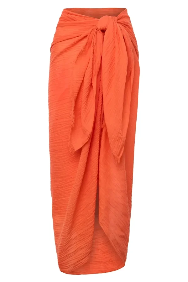 St. Tropez Sarong Papaya Crinkle Linen