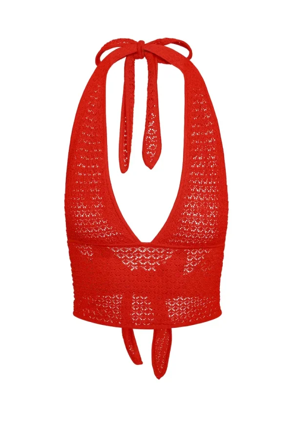 Toulon Top Lined Chili Pepper Lace Crochet